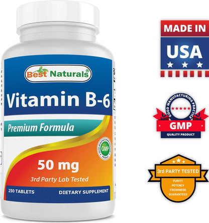 Best Naturals Vitamin B6 50 mg 250 Tablets