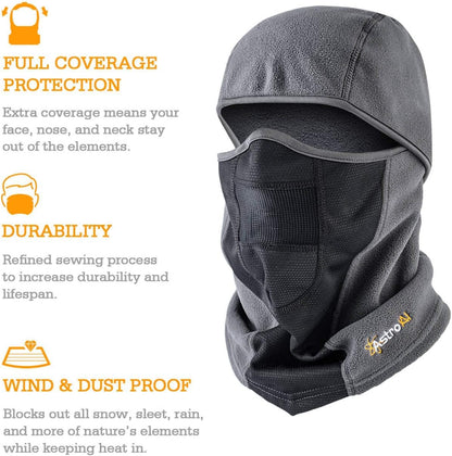 AstroAI Balaclava Ski Mask 2 Pack Winter Fleece Thermal Face Mask Cover for Men Women Warmer Windproof Breathable, Cold Weather Gear for Skiing, Outdoor Work, Riding Motorcycle & Snowboarding, Black