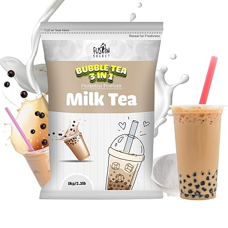 Fusion Select 2.2lb Milk Tea Powder, Boba Milk Tea Flavored-3-in-1 Drink Powder with Cream & Sugar - Instant Pre-Mixed Beverage for Hot or Cold Blends or Yummy Frappes (Milk Tea)