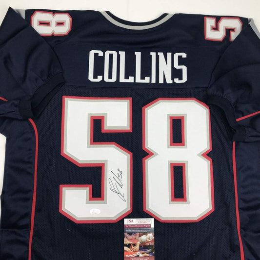 Autographed/Signed Jamie Collins New England Blue Football Jersey JSA COA