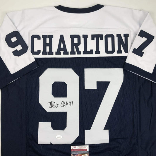 Autographed/Signed Taco Charlton Dallas Thanksgiving Day Football Jersey JSA COA
