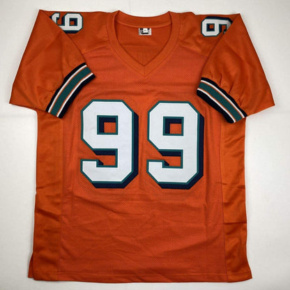 Autographed/Signed Jason Taylor Miami Orange Football Jersey JSA COA