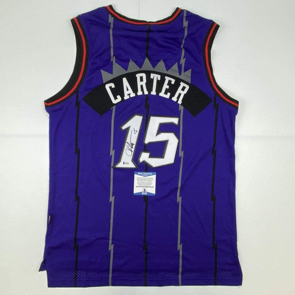 Autographed/Signed Vince Carter Toronto Raptors Purple Basketball Jersey Beckett BAS COA