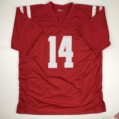 Autographed/Signed DK D.K. Metcalf Ole Miss Red College Football Jersey JSA COA