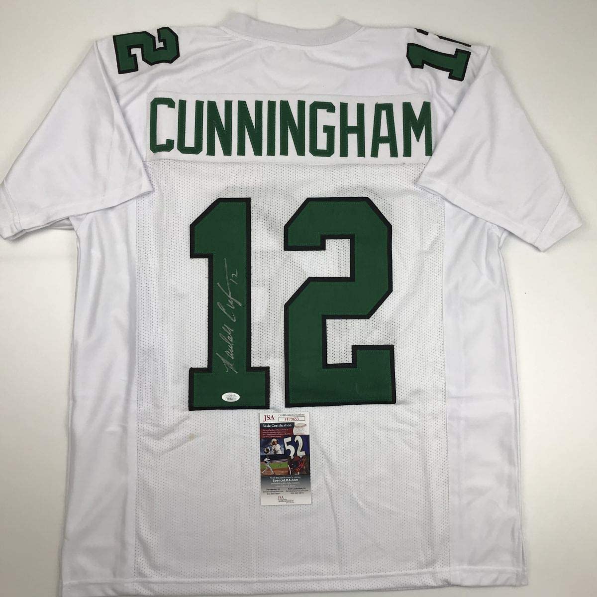 Autographed/Signed Randall Cunningham Philadelphia White Football Jersey JSA COA