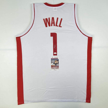 Autographed/Signed John Wall Houston White Basketball Jersey JSA COA