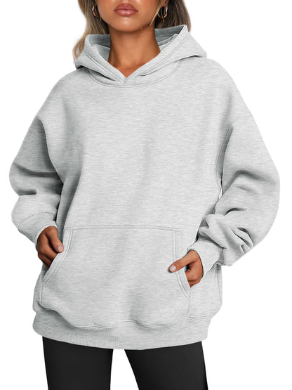 Trendy Queen Hoodies for Women Oversized Sweatshirts Cute Long Sleeve Shirts Sweaters Fleece Loose Fit Casual Pullover Fall Clothes Winter Outfits Y2k Fashion 2023 Grey