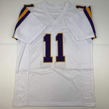 Autographed/Signed Daunte Culpepper Minnesota White Football Jersey JSA COA