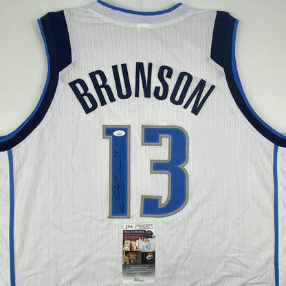 Autographed/Signed Jalen Brunson Dallas White Basketball Jersey JSA COA