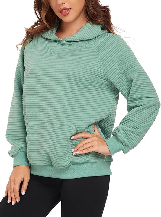 HOUZONIY Casual Womens Hoodies with Pocket Long Sleeve Cozy Pullover Tops Stylish Sweatshirt Fall Fashion 2024
