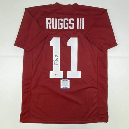 Autographed/Signed Henry Ruggs III Alabama Red College Football Jersey Beckett BAS COA