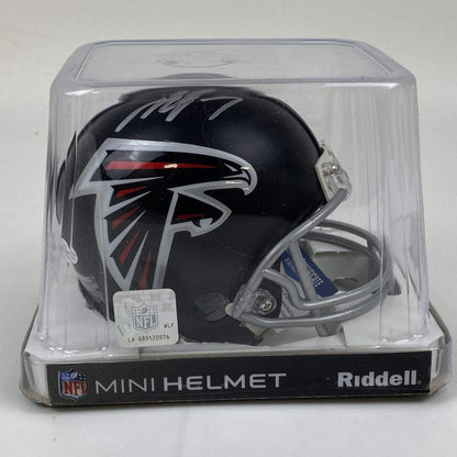 Autographed/Signed Michael Mike Vick Atlanta Falcons Football Mini Helmet Beckett BAS COA