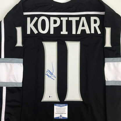 Autographed/Signed Anze Kopitar Los Angeles LA Black Hockey Jersey Beckett BAS COA