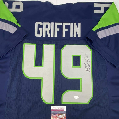 Autographed/Signed Shaquem Griffin Seattle Blue Football Jersey JSA COA