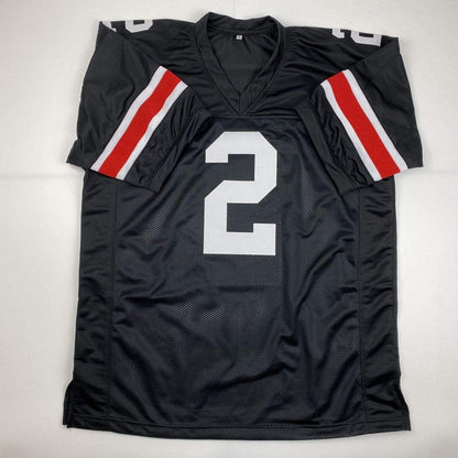 Autographed/Signed JK J.K. Dobbins Ohio State Black College Football Jersey JSA COA