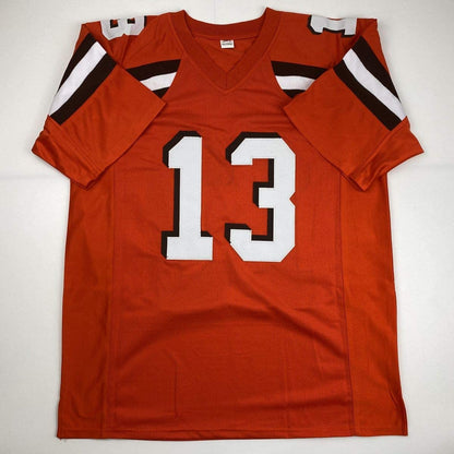 Autographed/Signed Odell Beckham Jr. Cleveland Orange Football Jersey Steiner Sports COA Hologram Only