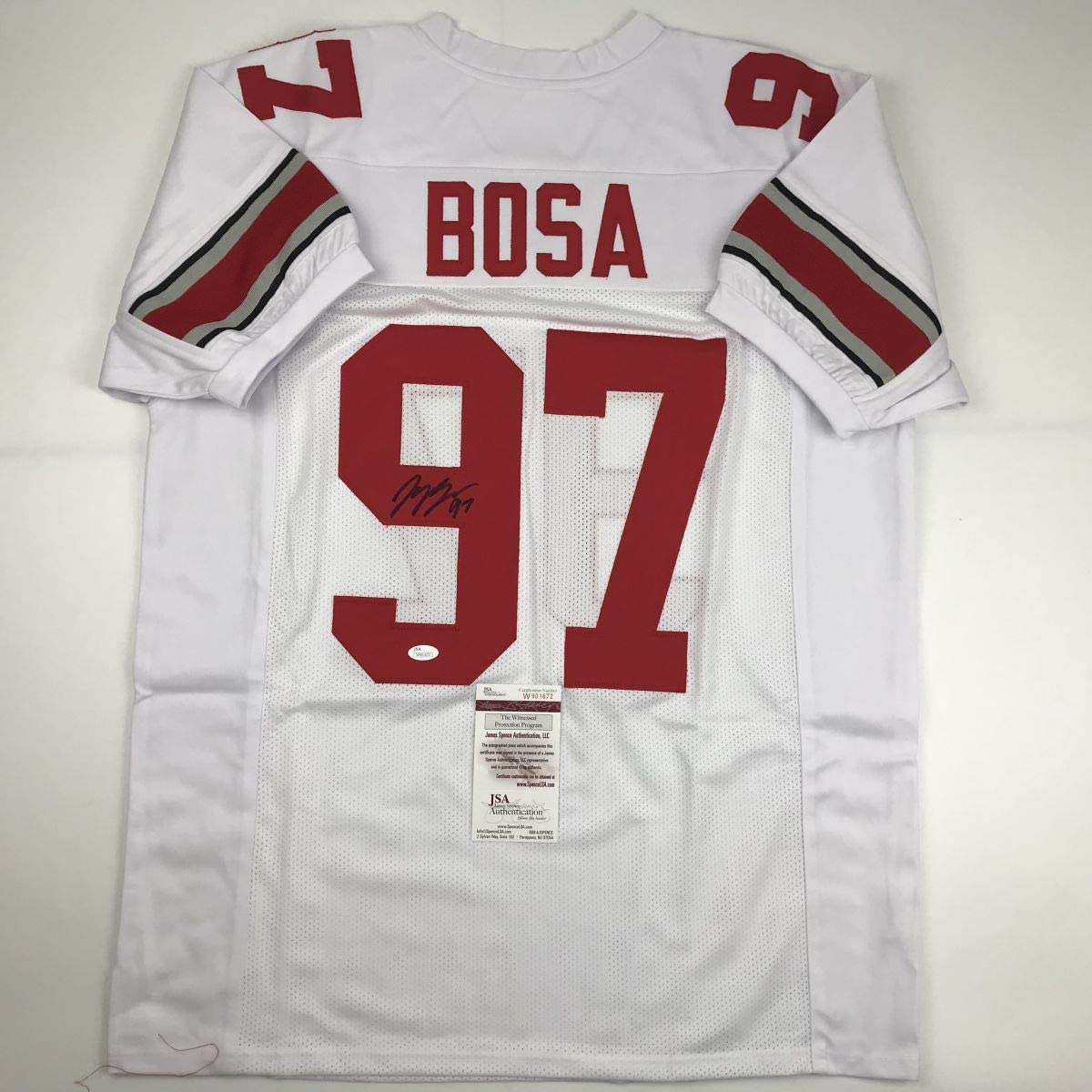 Autographed/Signed Joey Bosa Ohio State White College Football Jersey JSA COA