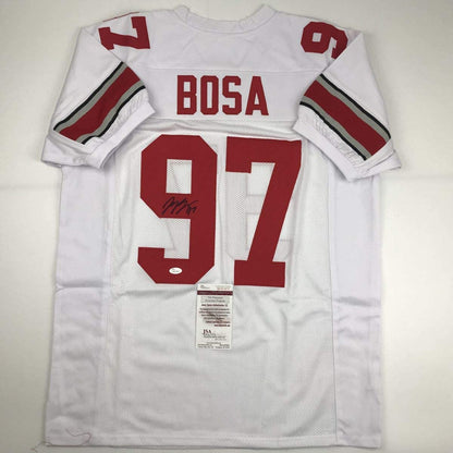 Autographed/Signed Joey Bosa Ohio State White College Football Jersey JSA COA