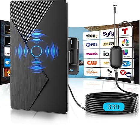 2025 Upgrade TV Antenna Indoor Outdoor for Smart TV 4K 1080P, Best Digital HDTV Antenna for Local Channels 1500 Miles Long Range with 3 Direction Signal Reception Low-Noise Amplifier•_Î33Ft Cable