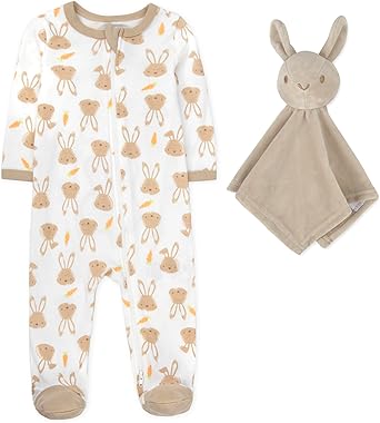 Baby Essentials Infant Boys 2 Piece Easter Bunny Onesie Footie and Matching Lovey Blanket