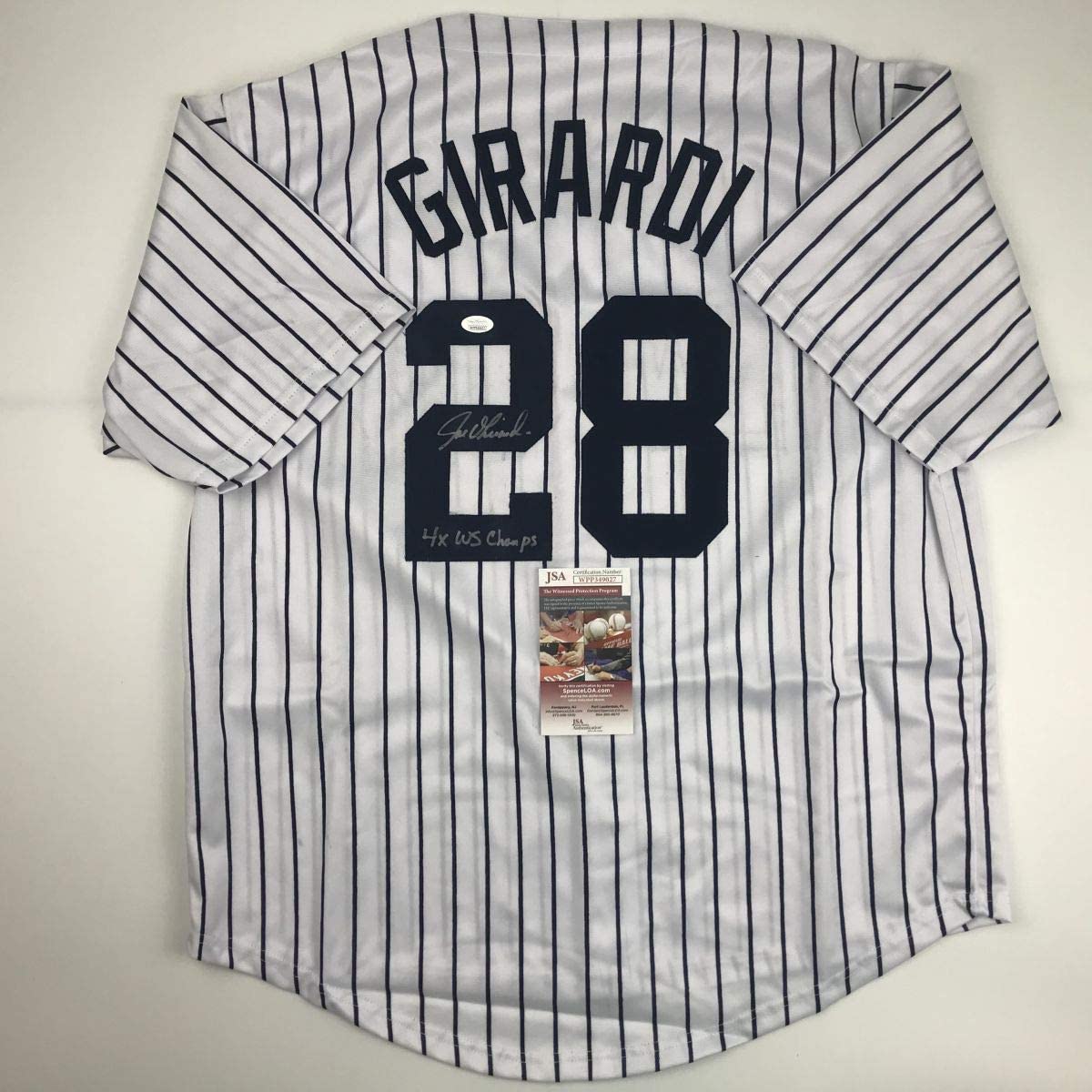 Autographed/Signed Joe Girardi 4x WS Champs New York Pinstripe Baseball Jersey JSA COA