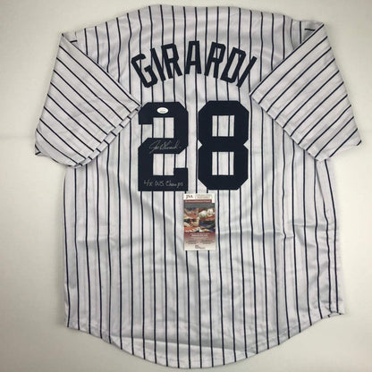 Autographed/Signed Joe Girardi 4x WS Champs New York Pinstripe Baseball Jersey JSA COA