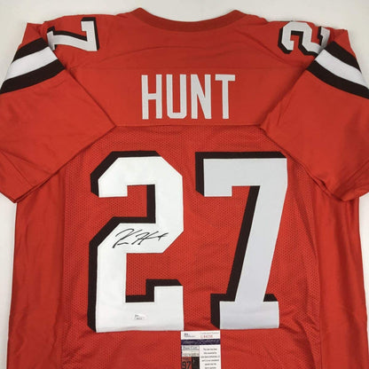 Autographed/Signed Kareem Hunt Cleveland Orange Football Jersey JSA COA