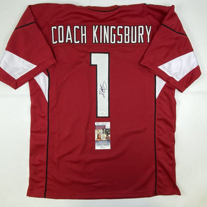 Autographed/Signed Kliff Kingsbury Head Coach Arizona Red Football Jersey JSA COA