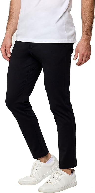 INTO THE AM Men's Casual Pants - Tapered Slim Fit Stretch Chinos Tech Travel Pants, Hidden Zipper Pocket, 30" & 33" Inseam