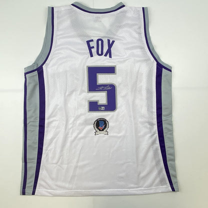 Autographed/Signed De'Aaron Fox Sacramento White Basketball Jersey Beckett BAS COA
