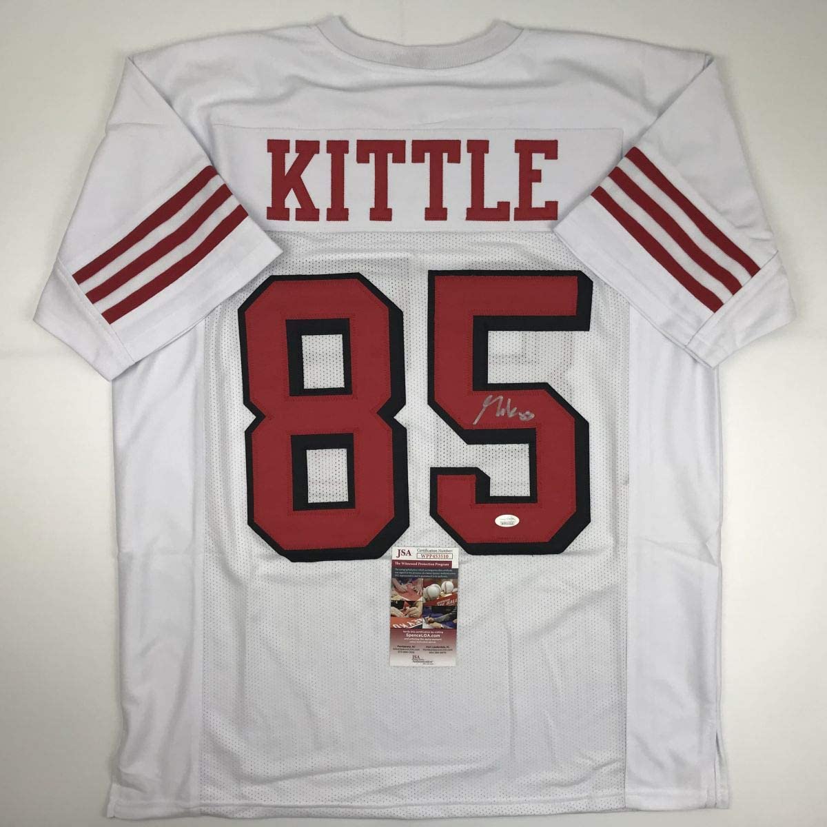 Autographed/Signed George Kittle San Francisco White Football Jersey JSA COA