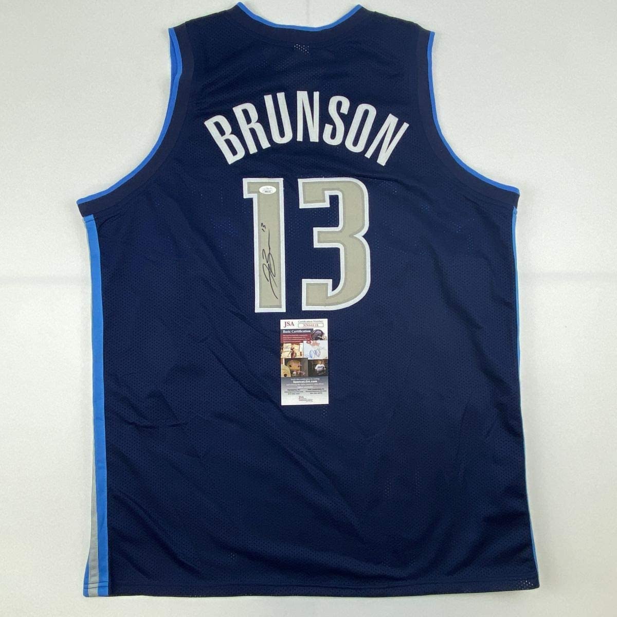 Autographed/Signed Jalen Brunson Dallas Dark Blue Basketball Jersey JSA COA