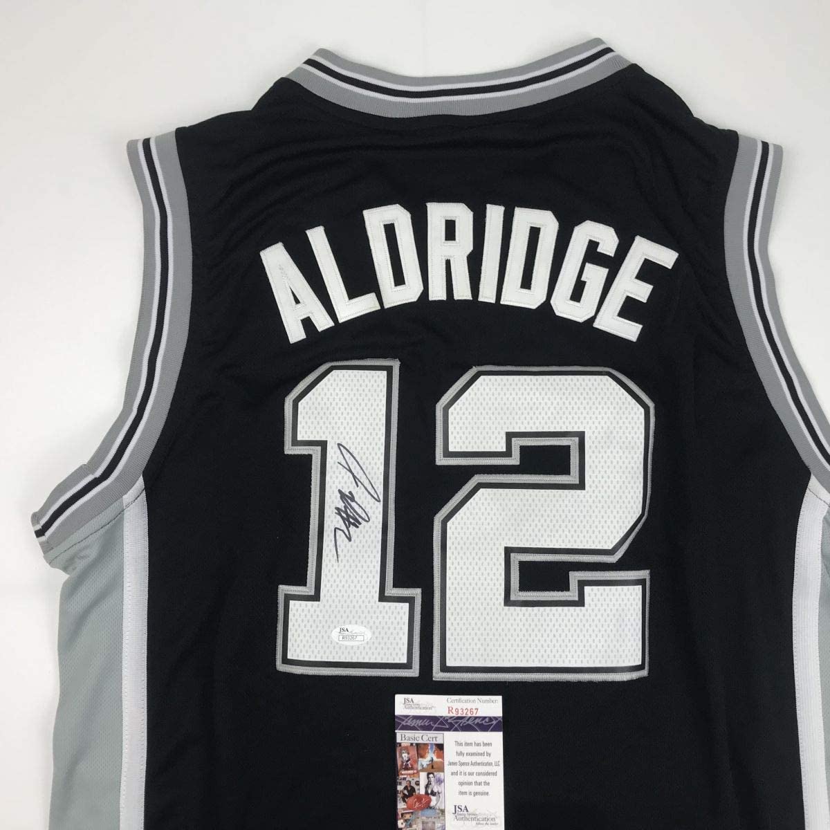 Autographed/Signed LaMarcus Aldridge San Antonio Black Basketball Jersey JSA COA