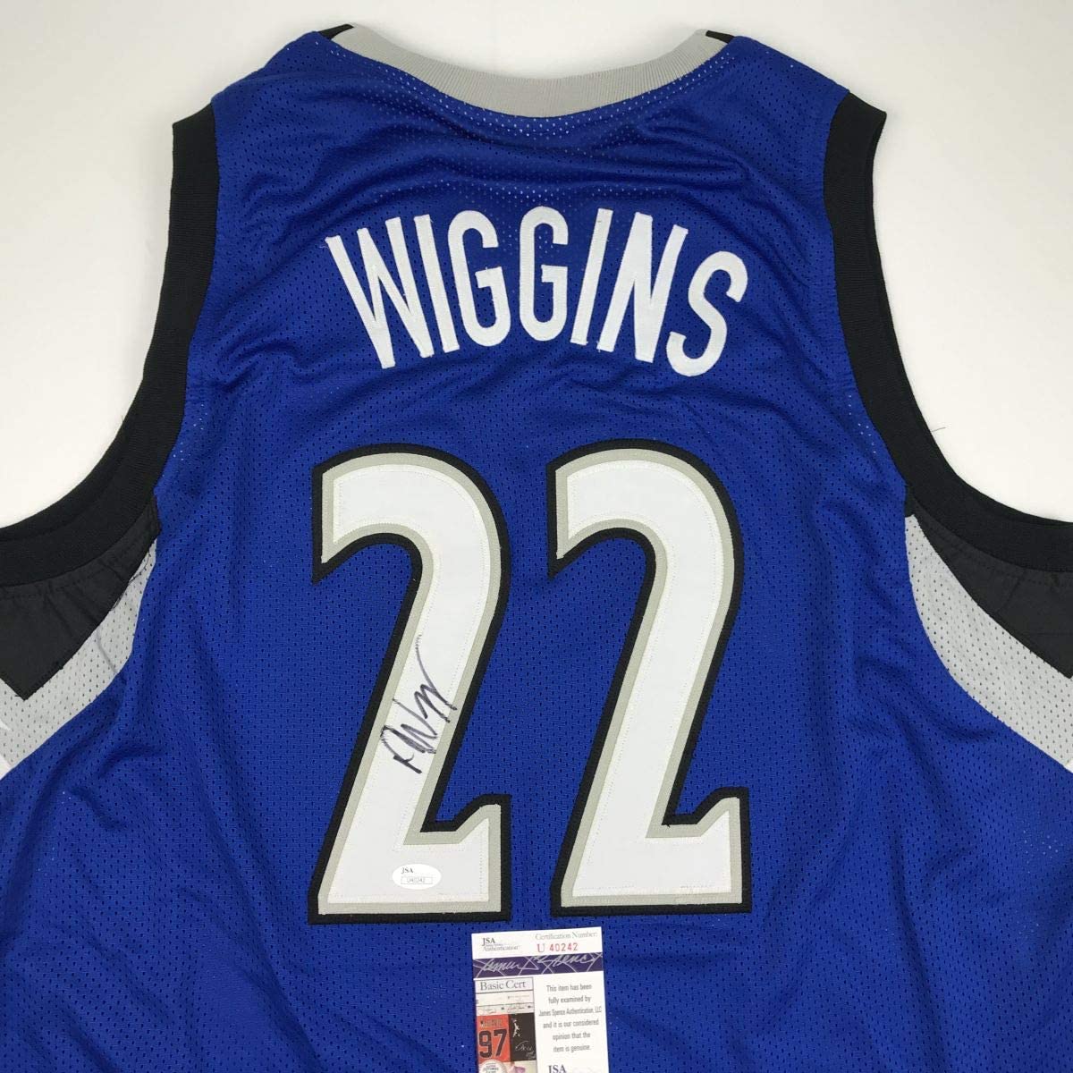 Autographed/Signed Andrew Wiggins Minnesota Blue Basketball Jersey JSA COA