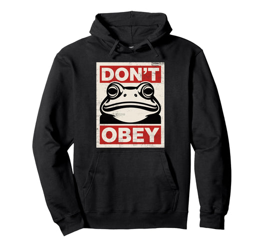 Dont Obey Portland Frog Hoodie - Graphic Print for Adults