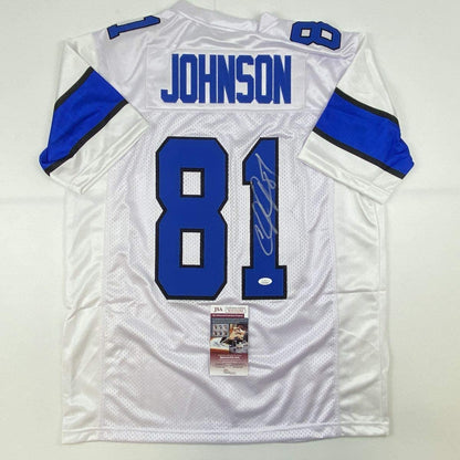 Autographed/Signed Calvin Johnson Detroit White Football Jersey JSA COA #2