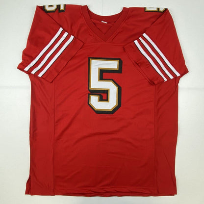 Autographed/Signed Jeff Garcia San Francisco Red Football Jersey Beckett BAS COA