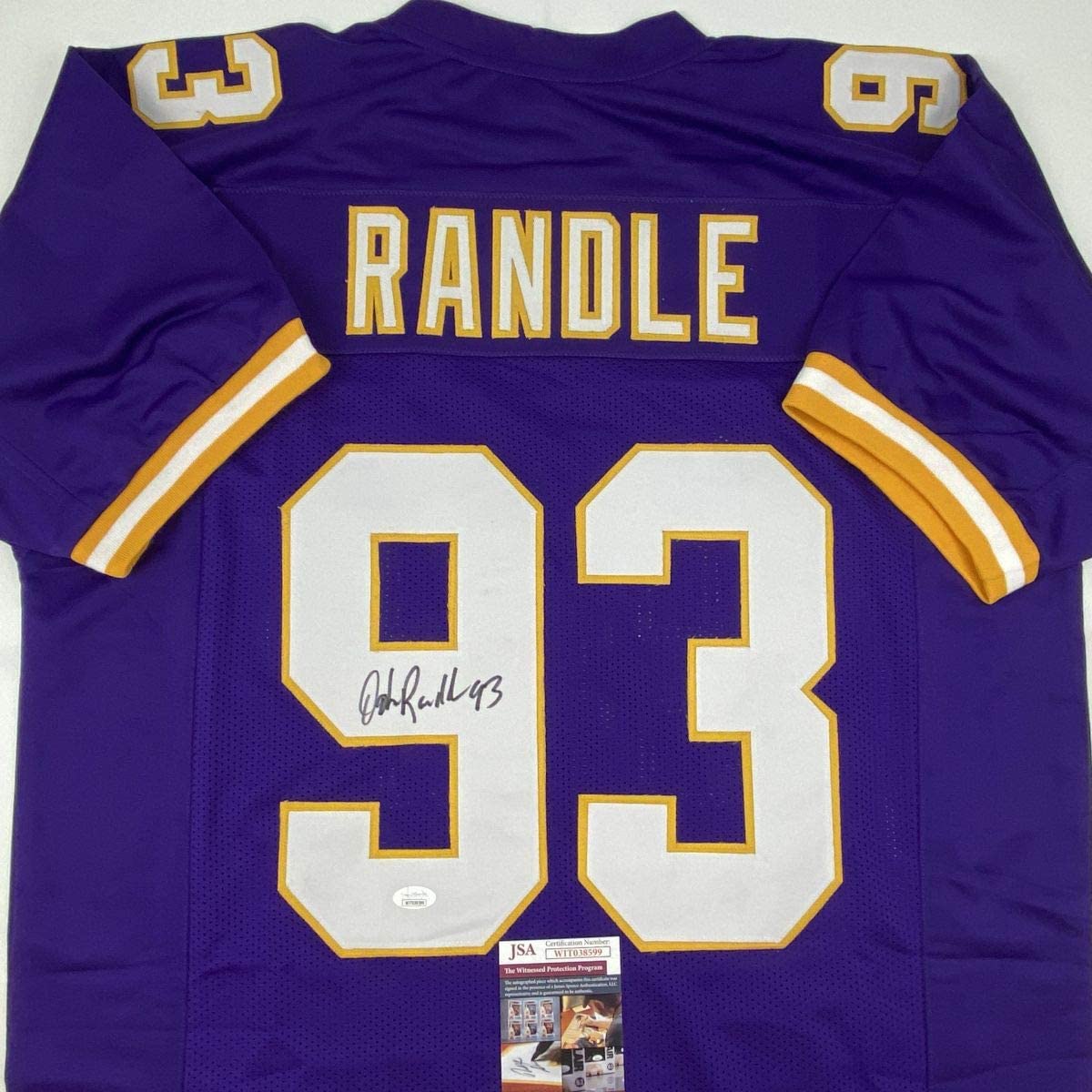 Autographed/Signed John Randle Minnesota Purple Football Jersey JSA COA