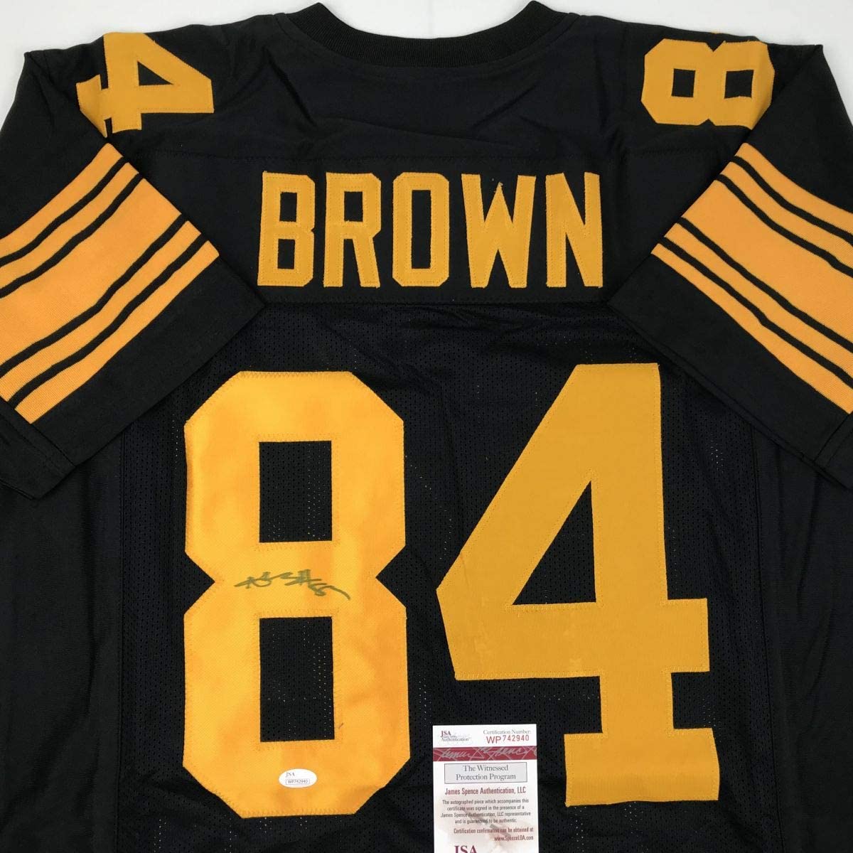 Autographed/Signed Antonio Brown Pittsburgh Steelers Color Rush Black Football Jersey JSA COA