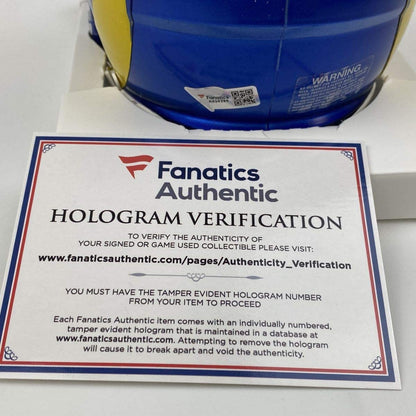 Autographed/Signed Cooper Kupp Los Angeles Rams Mini Football Helmet Fanatics COA