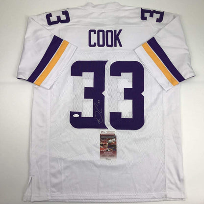 Autographed/Signed Dalvin Cook Minnesota White Football Jersey JSA COA