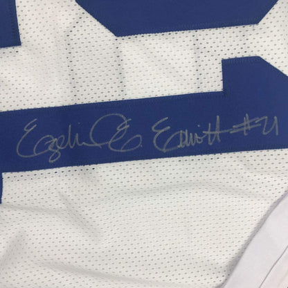 Autographed/Signed Ezekiel Elliott Dallas White Football Jersey PSA/DNA COA