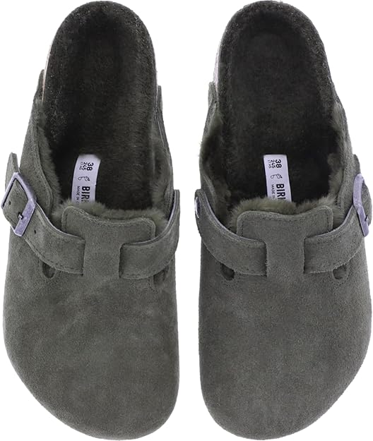 BIRKENSTOCK Model: Boston with Lambskin / Thyme Olive / Width: Normal / 1025686 / Clogs