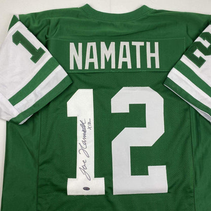 Autographed/Signed Joe Namath New York Green Football Jersey GTSM COA Holo Only