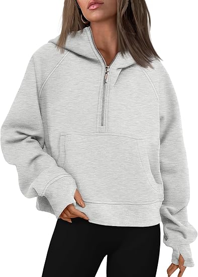 AUTOMET Womens Hoodies Half Zip Sweatshirts Fleece Jackets Tops Oversized Pullover Fall Outfits 2024 Winter Fashion Clothes