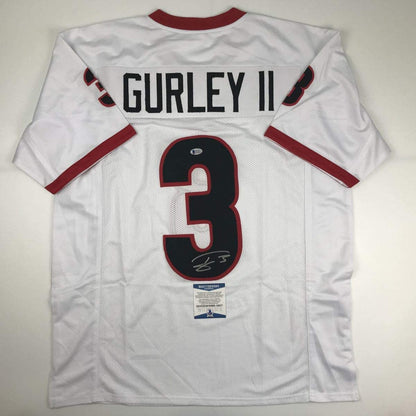 Autographed/Signed Todd Gurley Georgia White College Football Jersey Beckett BAS COA