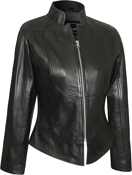 Vance Leathers' 'Maya' Ladies Premium Soft Lightweight Black Fitted Leather Jacket