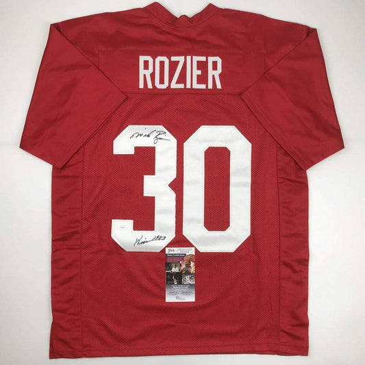 Autographed/Signed Mike Rozier Heisman 1983 Nebraska Red College Football Jersey JSA COA