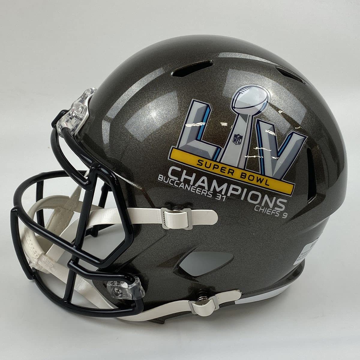 Autographed/Signed Tom Brady Super Bowl LV Tampa Bay Buccaneers Full Size FS F/S Replica Football Helmet Fanatics COA/LOA