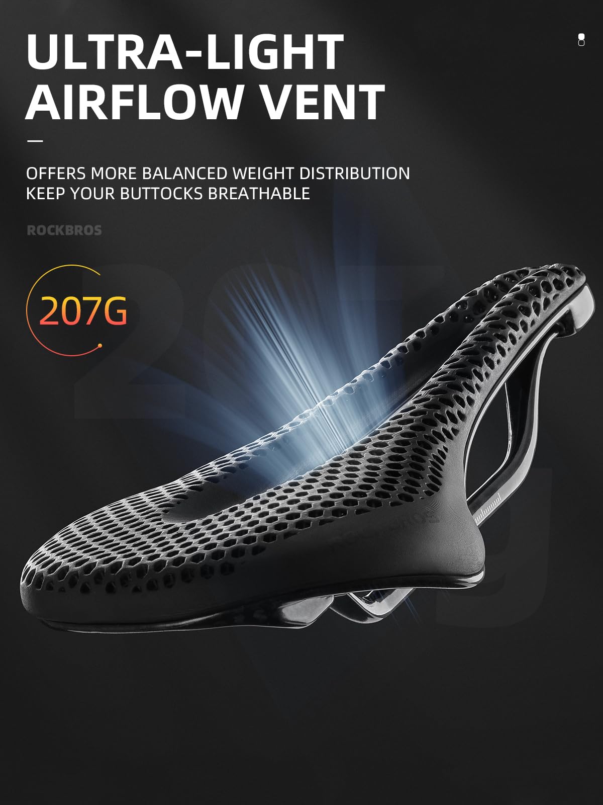 ROCKBROS 3D Printed Carbon Bike Saddle Ergonomic Ultralight Seat